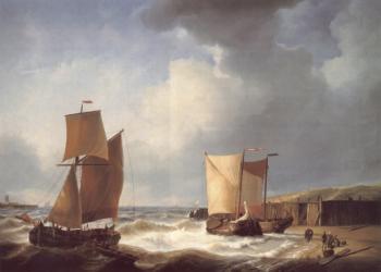 Abraham Hulk : Fisherfolk and Ships by the Coast